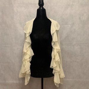 ❗️BOGO❗️Cream Ruffled Mesh Long Sleeve Shrug